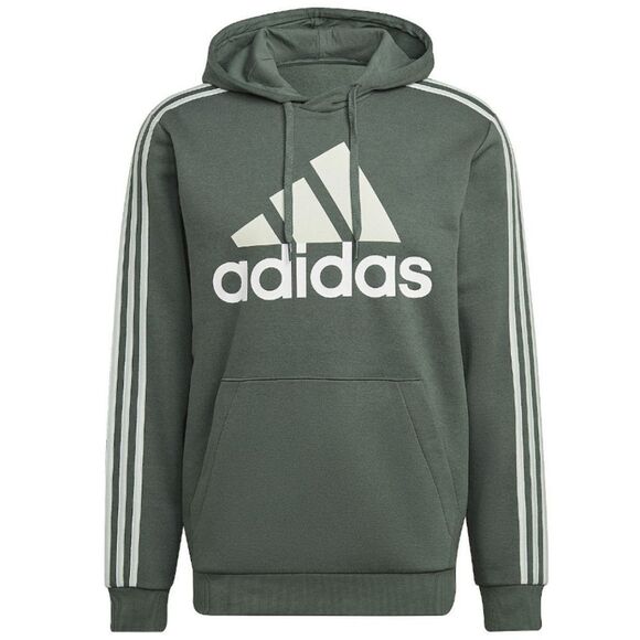 Men's Adidas Green Oxide 3 Stripes Essential Big Logo Fleece Hoodie - Picture 1 of 5